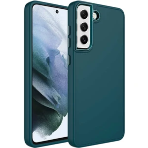 Samsung Galaxy S21 Fe Kılıf Metal Çerçeve ve Buton Tasarımlı Silikon Luna Kapak + Kablo Koruyucu