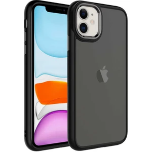 Apple iPhone 11 Kılıf Buzlu Sert Pc May Kapak + Kablo Koruyucu