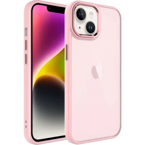 Apple iPhone 14 Plus Kılıf Metal Çerçeve Hassas Butonlu Renkli Buzlu Şeffaf Transparan Kapak
