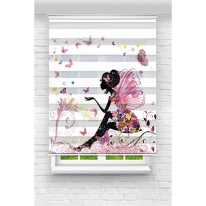Çocuk Odası - Sevimli Balarin ve Renkli Kelebekler Baskılı Zebra Perde