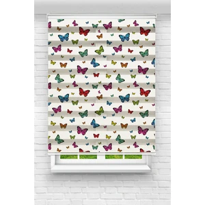 Çocuk Odası - Renkli Kelebekler Baskılı Zebra Perde