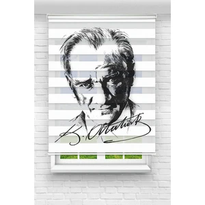 Genç Odası - Mustafa Kemal Atatürk Baskılı Zebra Perde