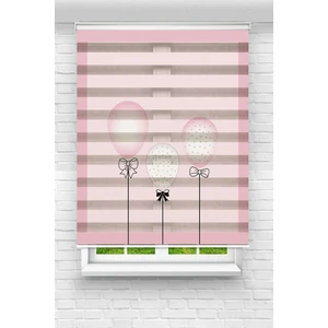 Çocuk Odası - Pembe Balonlar Baskılı Zebra Perde