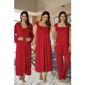 Effortt Kadın Pijama Takımı Gecelik Sabahlık Lohusa Hamile 4'lü Set 2305