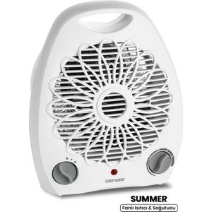 Summer Beyaz 2000 Watt Isıya Dayanıklı Sıcak Ilık Soğuk Devrilme Emniyetli Isıtıcı Fan