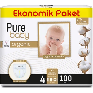Baby organik Pamuklu Cırtlı Bez Ekonomik Paket 4 Numara Maxi 100 Adet