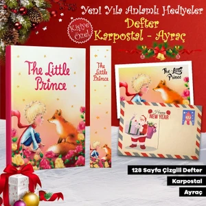 Halk Kitabevi Kartpostallı Hediye Seti - 1 Küçük Prens 128 Sayfa Defter 1 Kartpostal 1 Ayraç