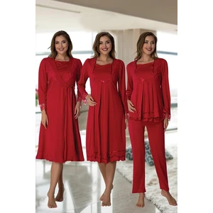 Effortt  Kadın Lohusa Hamile Gecelik Sabahlık Pijama Takımı 4'lü Set 2020