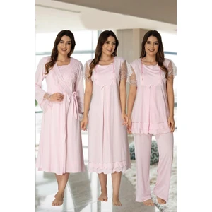 Effort Kadın Lohusa Hamile Pijama Takımı Gecelik Sabahlık 4'lü Set 2050