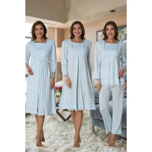 Effortt  Kadın Lohusa Hamile Gecelik Sabahlık Pijama Takımı 4'lü Set 2020