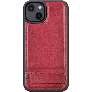 Apple iPhone 14 Uyumlu Deri Standlı Arka Kapak V4EF Kırmızı