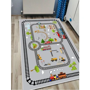 Trafik Çocuk Oyun Halısı Kaymaz Makinede Yıkanabilir Eğitici Bebek ve Çocuk Odası Halısı Oyun Matı