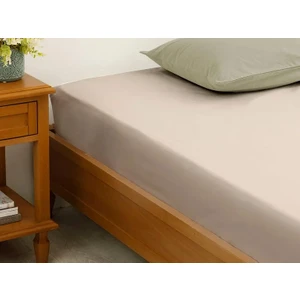 English Home Düz Pamuklu Tek Kişilik Plus Lastikli Çarşaf 120 x 200 cm Kahve Köpüğü