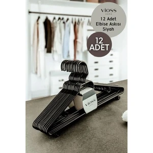 Vioss Home 12 Adet Kıyafet ve Elbise Askısı Siyah