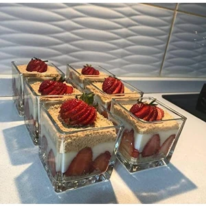 TT Kitchen Evonox 6'lı Cam Kare Magnolia Dondurmalık Seti