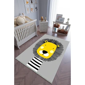 10 Post Online Çocuk Odası Halısı Sarı Gri Yolluk Kaymaz Yuvarlak Oval Kesme Ince Yıkanabilir Halı