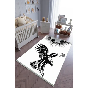 10 Post Online Çocuk Odası Halısı Beyaz Siyah Yolluk Kaymaz Yuvarlak Oval Kesme Ince Yıkanabilir Halı