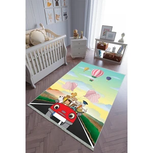 10 Post Online Çocuk Odası Halısı Çok Renkli Araba Yolluk Kaymaz Yuvarlak Oval Kesme Ince Yıkanabilir Halı