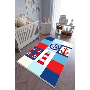 10 Post Online Çocuk Odası Halısı Mavi Erkek Yolluk Kaymaz Yuvarlak Oval Kesme Ince Yıkanabilir Halı