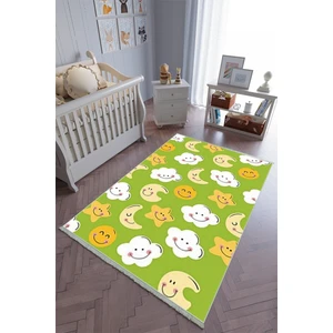 10 Post Online Çocuk Odası Halısı Yeşil Turuncu Yolluk Kaymaz Yuvarlak Oval Kesme Ince Yıkanabilir Halı