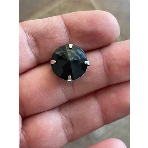 Gönülden Tasarım 1.5 cm Siyah Yuvarlak Kasalı Delikli Dikme Cam Taş 25 Adet