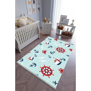 10 Post Onlineçocuk Odası Halısı Mavi Kırmızı Yolluk Kaymaz Yuvarlak Oval Kesme Ince Yıkanabilir Halı