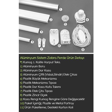 Kozastor Kırçıllı Gri Bambu Zebra Perde 125V07 Etek Dilimli Fiyatı