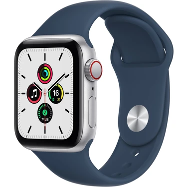 Apple Watch Se Gps + Cellular, 40MM Gümüş Rengi Alüminyum Kasa ve Mavi Spor Kordon - 