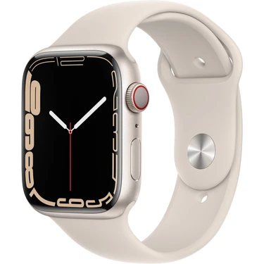 Apple Watch Series 7 Gps + Cellular, 45MM Beyaz Alüminyum Kasa ve Beyaz Spor Kordon - 