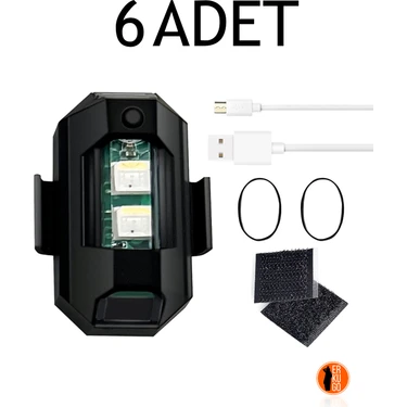 Erkugo 6 Adet Şarjlı Mini LED Işık/motor Çakar Led/drone Işığı/anti Çarpışma Uyarı