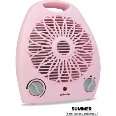 Goldmaster Summer Pembe 2000 Watt Isıya Dayanıklı Sıcak Ilık Soğuk Devrilme Emniyetli Isıtıcı