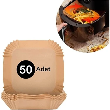 5DM 50 Adet Air Fryer Pişirme Kağıdı Tek Kullanımlık Hava Fritöz Yağ Geçirmez Yapışmaz Kare Tabak