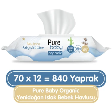 Pure Baby Organic Yenidoğan Islak Havlu 12X70 (840