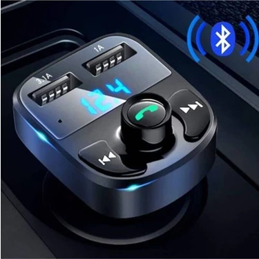 All Avcill   Araç Fm Transmitter 5.0 Bluetooth Araç Kiti USB Mp3 Sd Kart Çakmaklık Girişli Oto