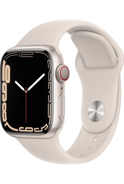 Apple Watch Series 7 Gps + Cellular, 41MM Beyaz Alüminyum Kasa ve Beyaz Spor Kordon - MKHR3TU/A