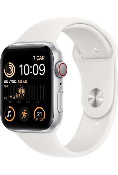 Apple Watch Se Gps + Cellular 44MM Gümüş Alüminyum Kasa ve Beyaz Spor Kordon - Normal – MNQ23TU/A