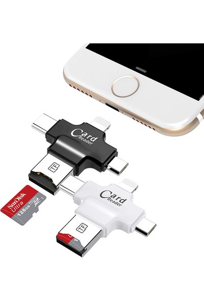 Apera Gn-24 Otg 4 In 1 Micro USB Flash Disk Type C Mikro Sd Kart Okuyucu Ios iPhone Android