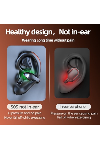 Happy World Shopping Kemik Iletim Kulaklık Bluetooth 5.2 Kulak Klipsi Kulak Küpe Kablosuz Kulaklıklar Spor Kulaklıklar Mic Ile Kulak Kancası (Yurt Dışından)