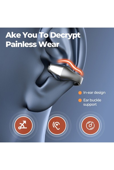 Happy World Shopping Kemik Iletim Kulaklık Bluetooth 5.2 Kulak Klipsi Kulak Küpe Kablosuz Kulaklıklar Spor Kulaklıklar Mic Ile Kulak Kancası (Yurt Dışından)