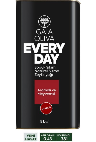 Gaia Oliva Premium Everyday 5000 ml Natürel Sızma Zeytinyağı (Yeni Hasat)