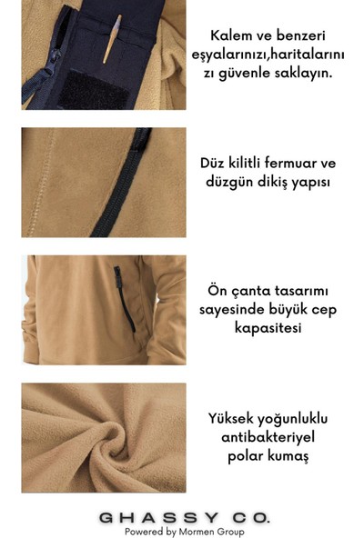 Ghassy Co. Erkek Military Sport Warm Outdoor Kapüşonlu Polar Ceket