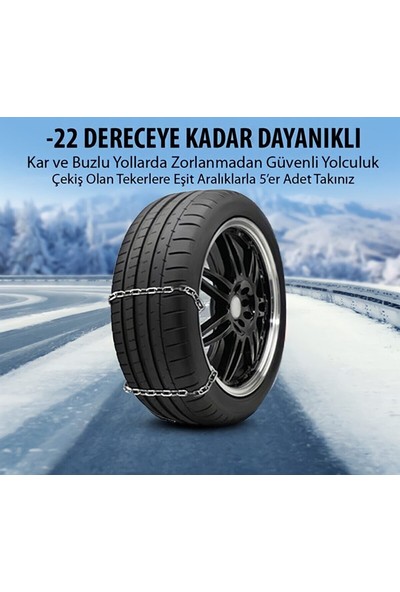 Vordino Kar Zinciri Yeni Nesil Tak Çıkar Kaymaz Pratik Araba Araç Lastik Zinciri Takmatik 10 Adet