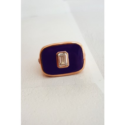 Mor Mineli Ortasi Baget Taşlı Gümüş Yüzük modelleri