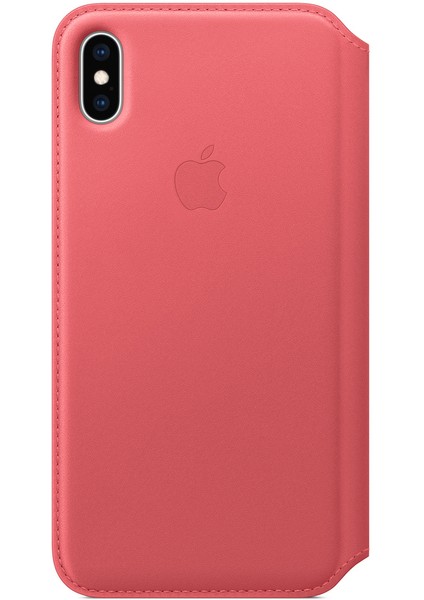 iPhone Xs Max Deri Folyo Kılıf Yavruağzı