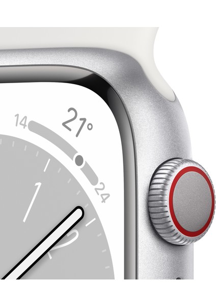 Watch Series 8 Gps + Cellular 45MM Silver Aluminium Case With White Sport Band - Regular MP4J3TU/A modelleri
