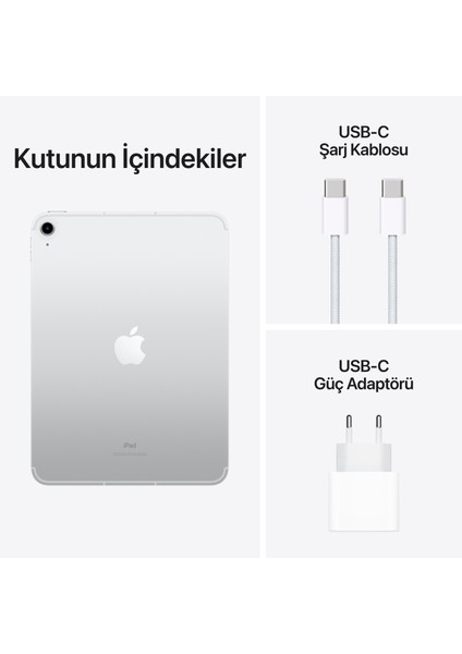 iPad 10.Nesil 256GB 10.9" Wi-Fi Cellular Tablet - MQ6T3TU/A Gümüş