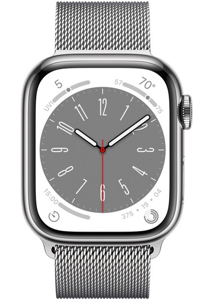 Watch Series 8 Gps + Cellular 41MM Silver Stainless Steel Case With Silver Milanese Loop - MNJ83TU/A