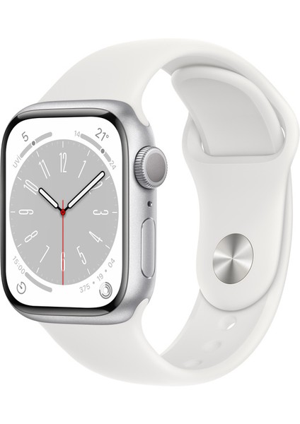 Watch Series 8 Gps 41MM Silver Aluminium Case With White Sport Band - Regular MP6K3TU/A