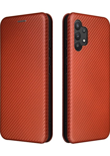 Samsung Galaxy A32 4g Için Otomatik Emilmiş Stand Karbon Fiber Doku Deri Kabuk Kapağı Eu Versiyonu (Yurt Dışından)
