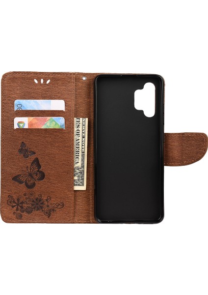 Kelebekler Çiçek Desen Tasarımı Deri Deri Cüzdan Stand Samsung Galaxy A32 4g Eu Versiyonu (Yurt Dışından) modelleri